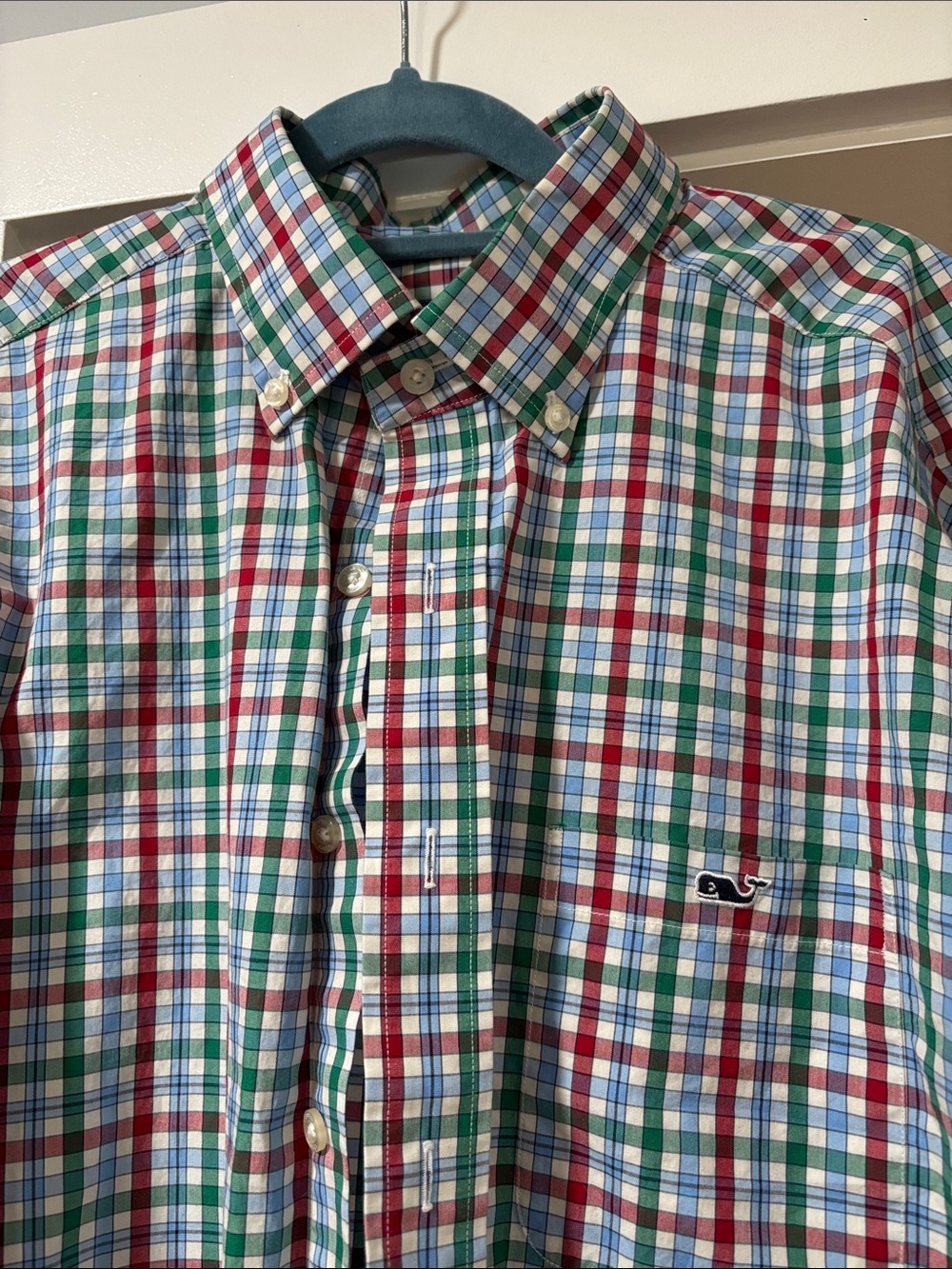 Vineyard Vines Plaid Button-Down Shirt — Red, Green, Blue & White
